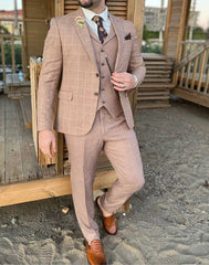 Beige checked suit