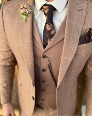 Beige checked suit