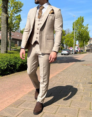 Beige geruit pak