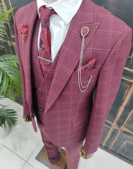 Bordeaux checked suit