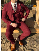 Bordeaux rood geruit pak