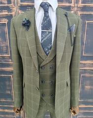 Costume à carreaux vert foncé