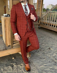 Elegant men's suit in terracotta