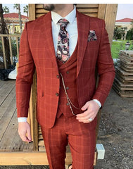 Elegant men's suit in terracotta