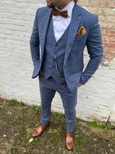 Blauw geruit katoenen pak