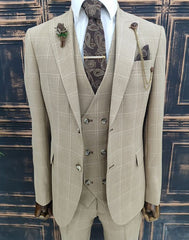 Costume à carreaux beige classique