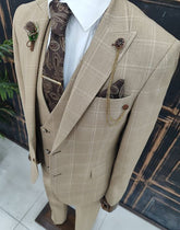 Dallas beige geruit pak