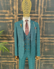 Moss green checked suit
