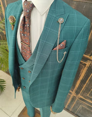 Moss green checked suit
