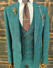 Moss green checked suit