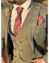 Lichtgroen geruit pak