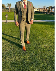 Lichtgroen geruit pak