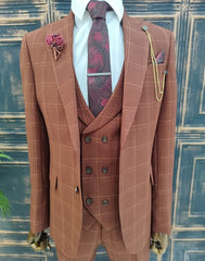 Costume à carreaux orange