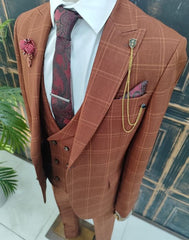 Costume à carreaux orange