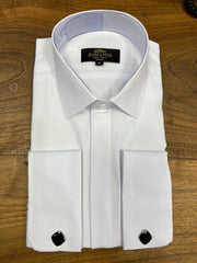 Chemise blanche avec boutons de manchette rayés