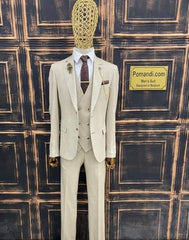 Beige trouwpak
