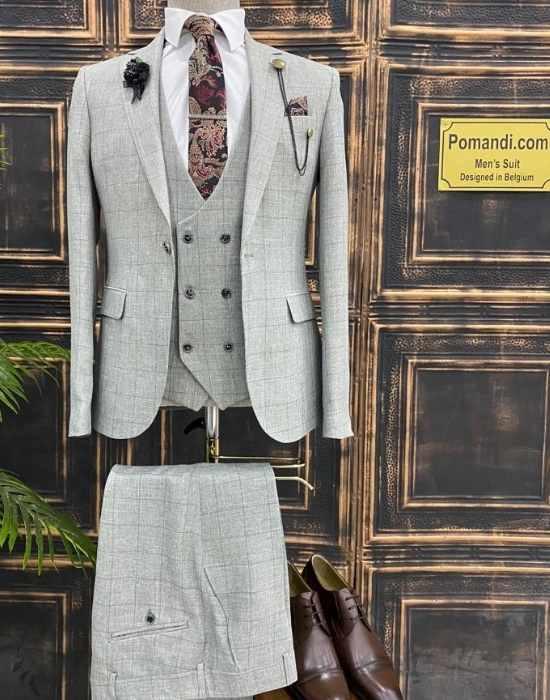 Geruit grijs pak heren