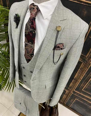 Geruit grijs pak heren