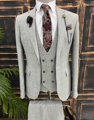 Geruit grijs pak heren