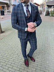 Navi blauw geruit design Peaky pak