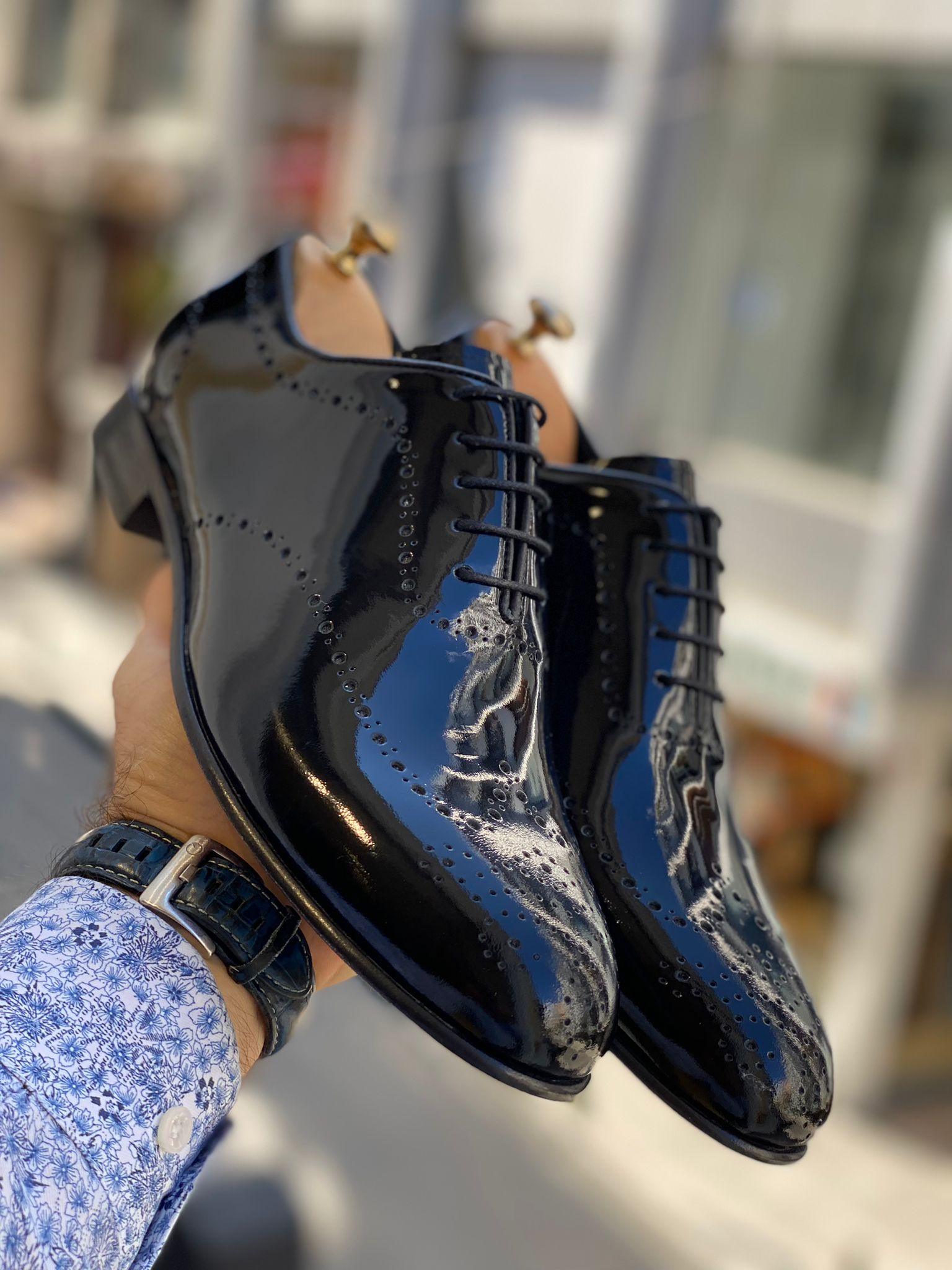 Zwart glanzend Veterschoenen