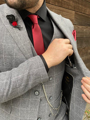 Grijs Geruit Pak