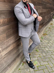 Grijs Geruit Pak