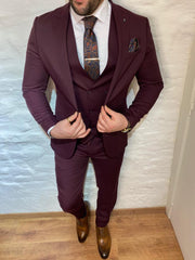 "Aubergine" bordeaux kostuum heren