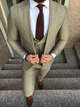 Beige kostuumpak met motief design (0082) - PAPYON COLLECTION