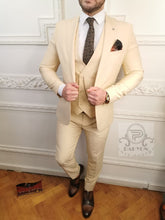 Pastel geel kostuum heren 3-delig (0120) - PAPYON COLLECTION