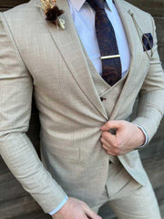 Beige linnen look pak