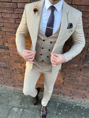 Beige linnen look pak