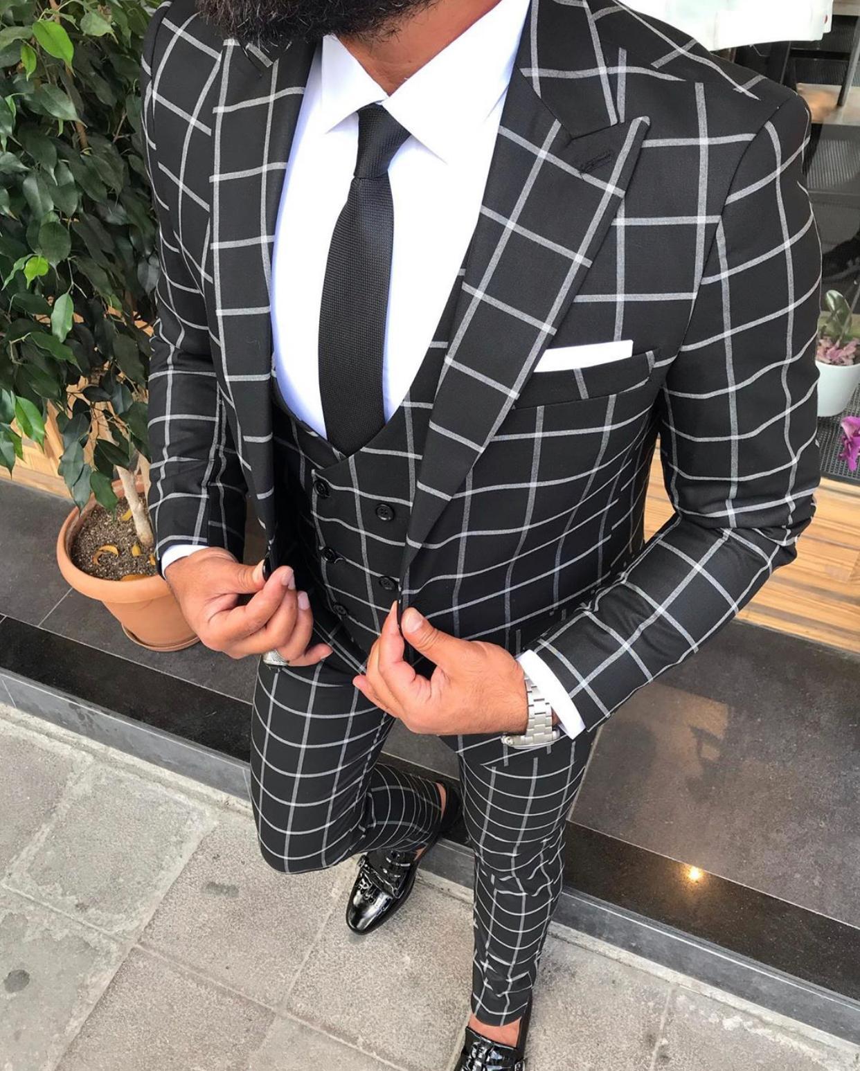 Zwart geruit Retro pak (0019) - PAPYON COLLECTION