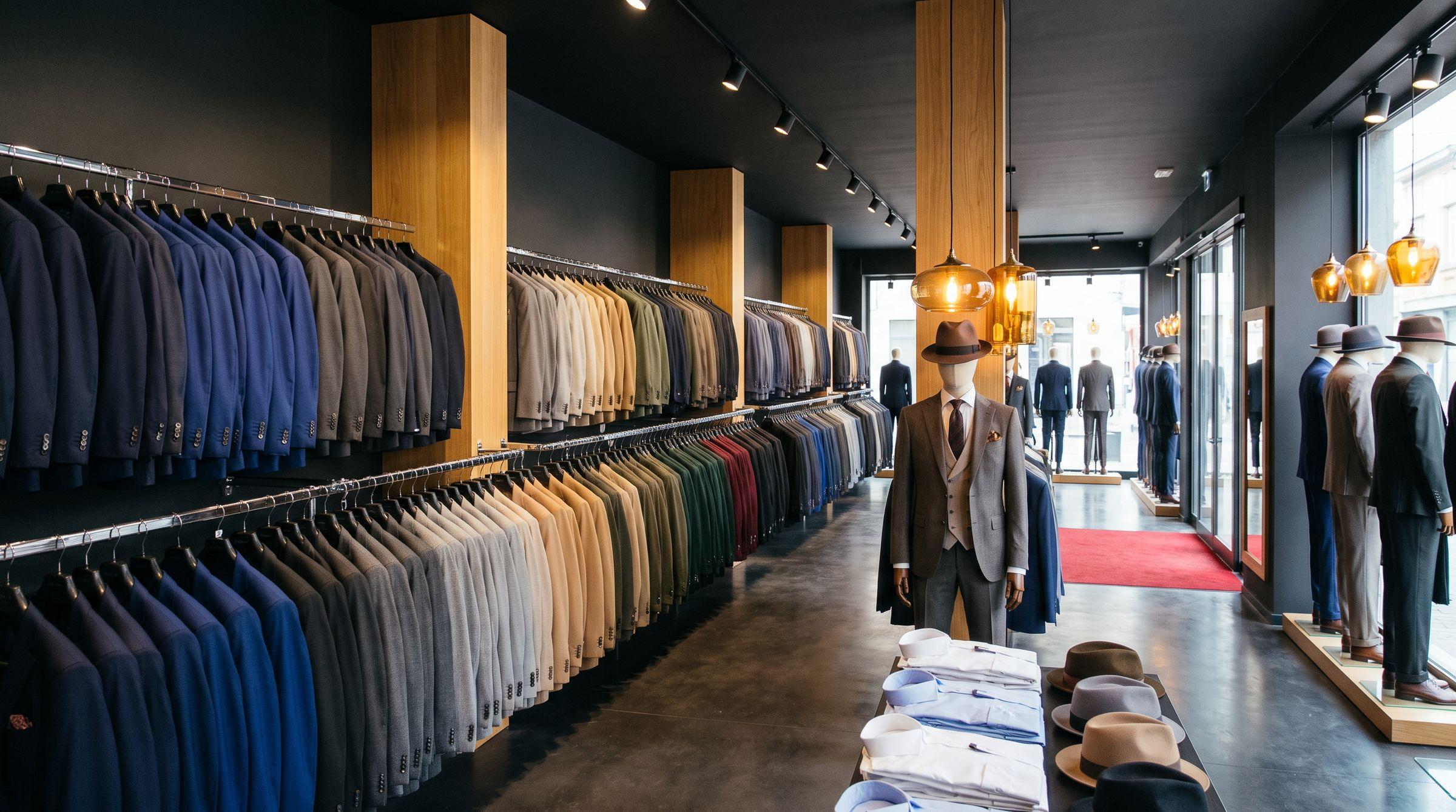 Pomandi winkel met rekken vol pakken uit voorraad