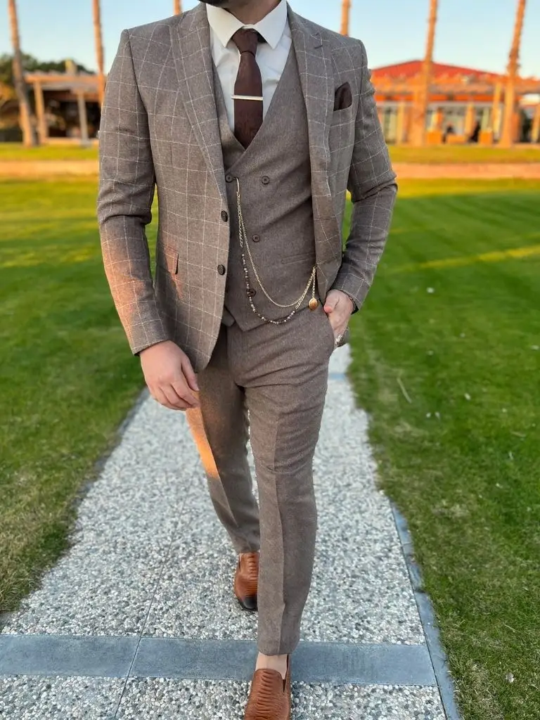 Premium bruin trouwpak - Ideaal voor speciale gelegenheden