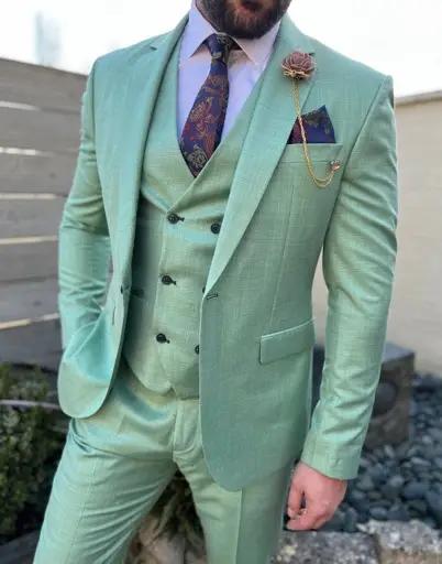 Elegant Mintgroen Driedelig Herenpak