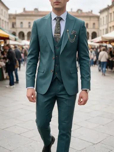 Zeegroen Driedelig Pak Heren — YOK10