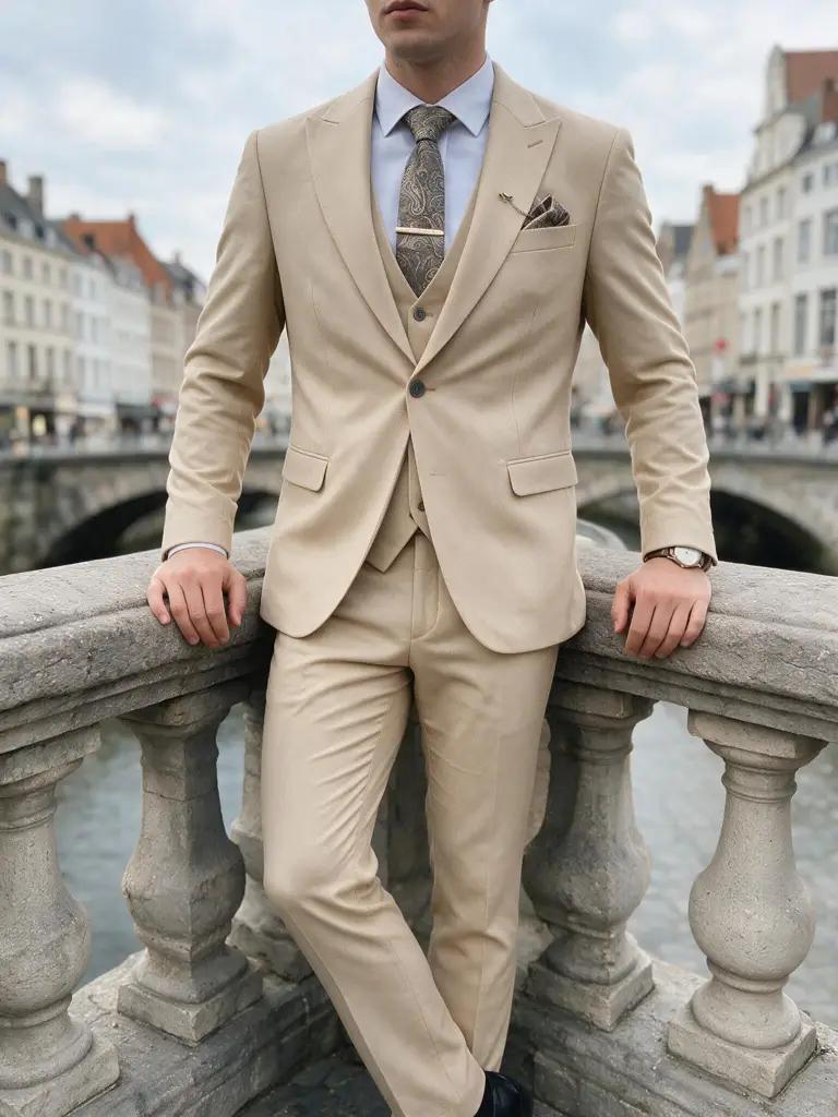 Camel Driedelig Pak Heren — PK233