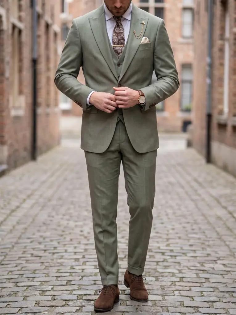 Steenbeige Driedelig Pak Heren — PK561