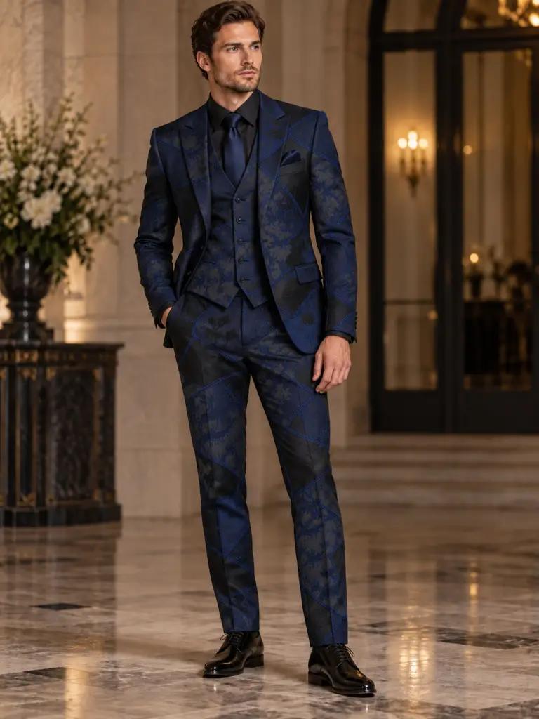 Gala kostuum op maat — Jacquard, slim fit (BES027)