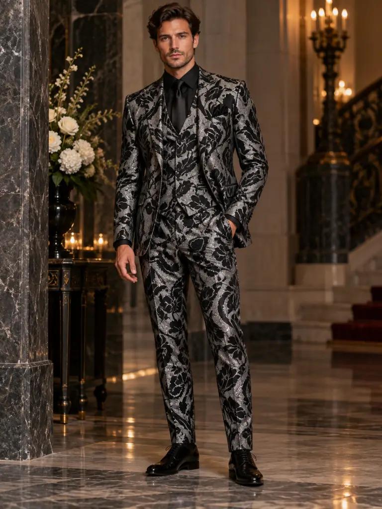 Gala kostuum op maat — Jacquard, slim fit (BES022)