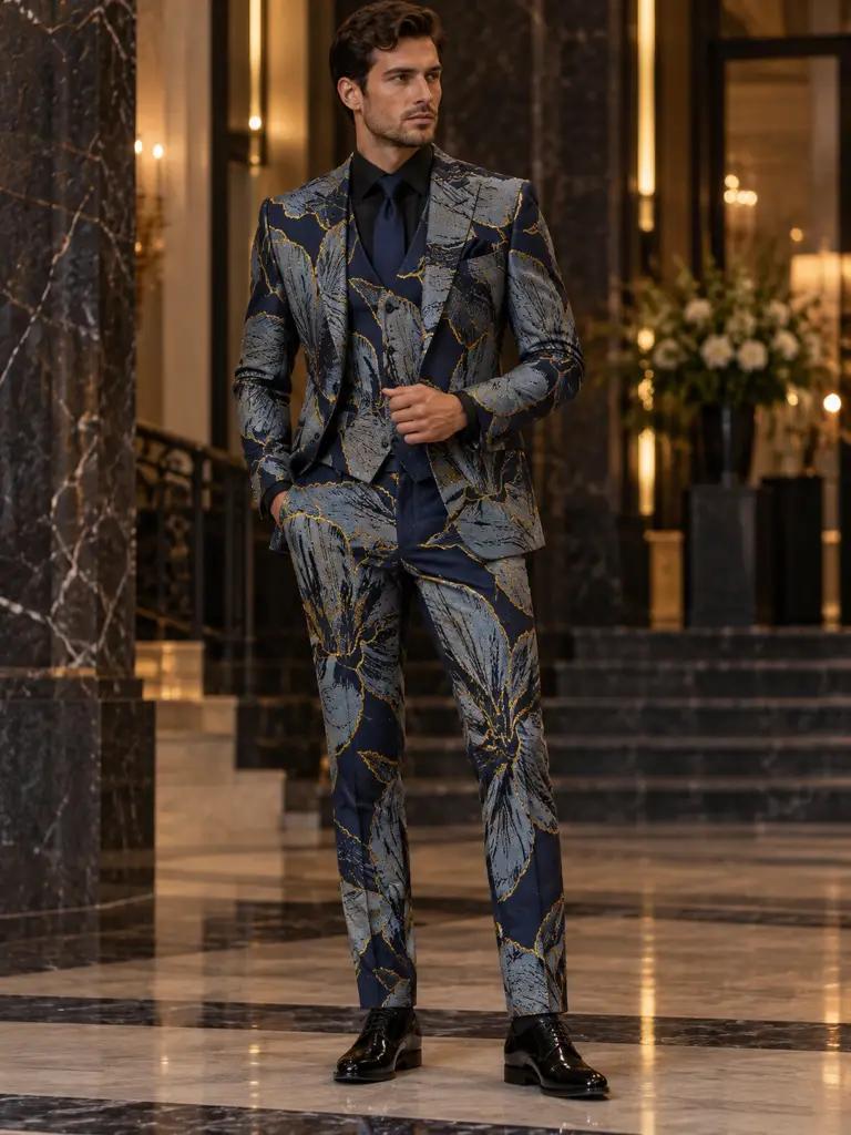Gala kostuum op maat — Jacquard, slim fit (BES014)