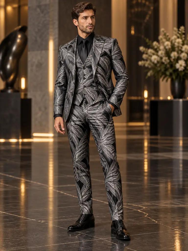 Gala kostuum op maat — Jacquard, slim fit (BES009)