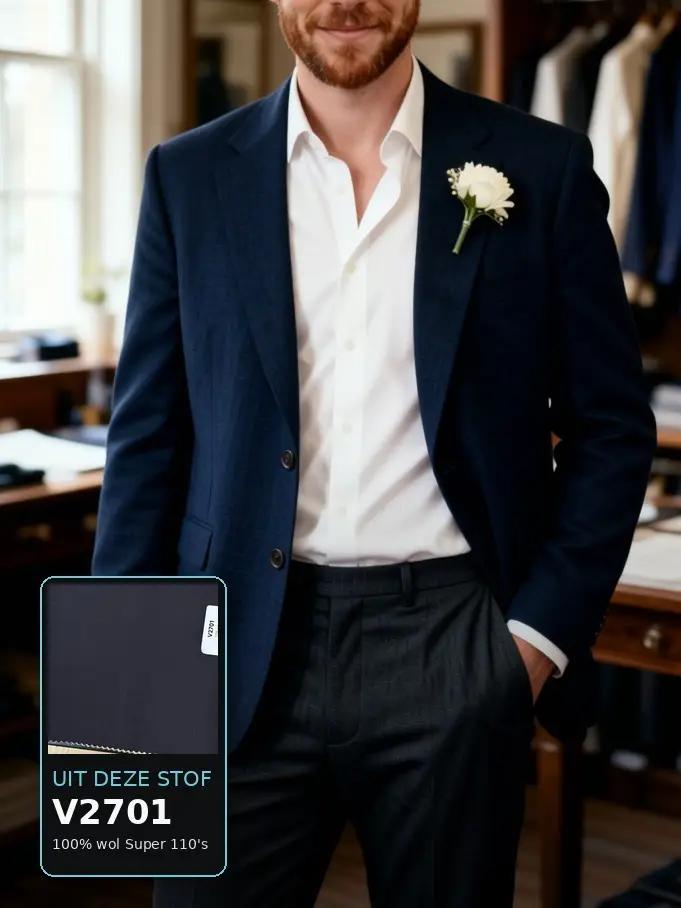 Midnight navy colbert — Made to Measure — uit stof V2701 (100% wol Super 110's)
