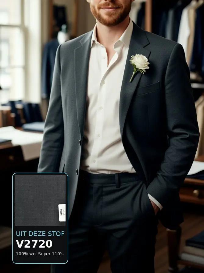 Antraciet colbert — Made to Measure — uit stof V2720 (100% wol Super 110's)