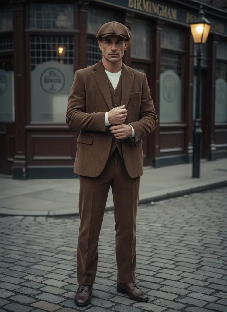 Roestbruin Corduroy Vintage Pak Heren Regular Fit — Maatpak (V1430)