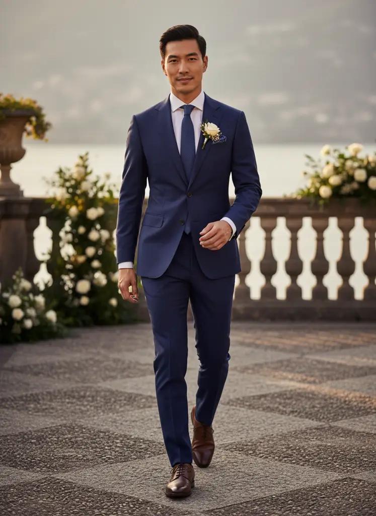 Trouwpak op maat — Super 110's wol, slim fit (V2754)