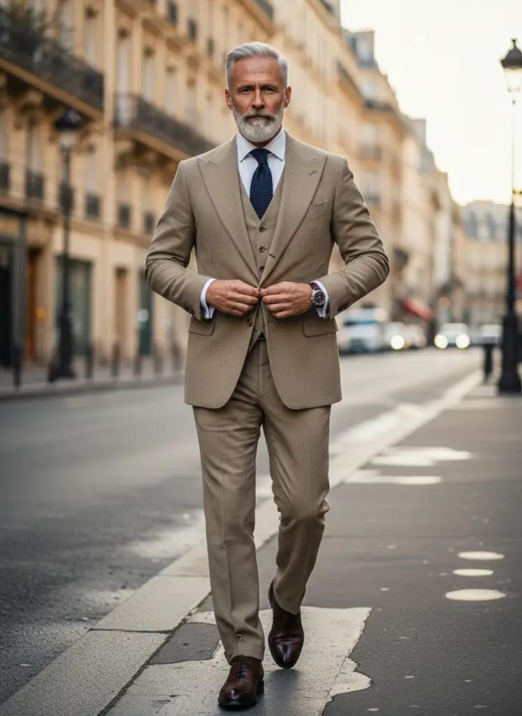 Grijs Corduroy Pak Heren Vintage Fit — Maatpak (V1402)