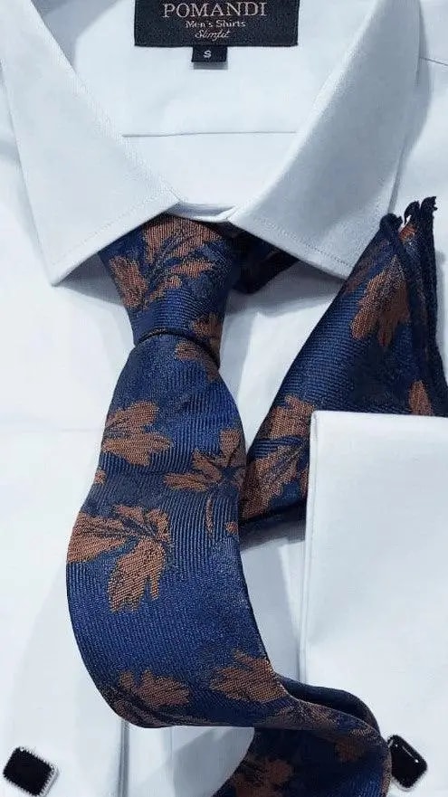 Cravate élégante bleue et marron avec chemise blanche