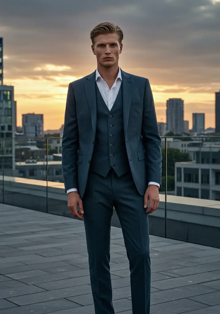 V2533 Petrol Blue Suit